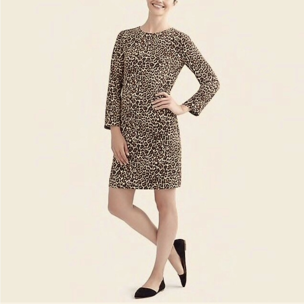 J Crew Crepe shift dress in cat print NWT size 10